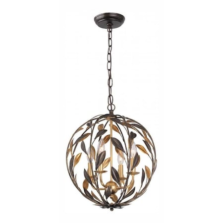 Crystorama Four Light English Bronze + Antique Gold Up Mini Chandelier 504-EB-GA